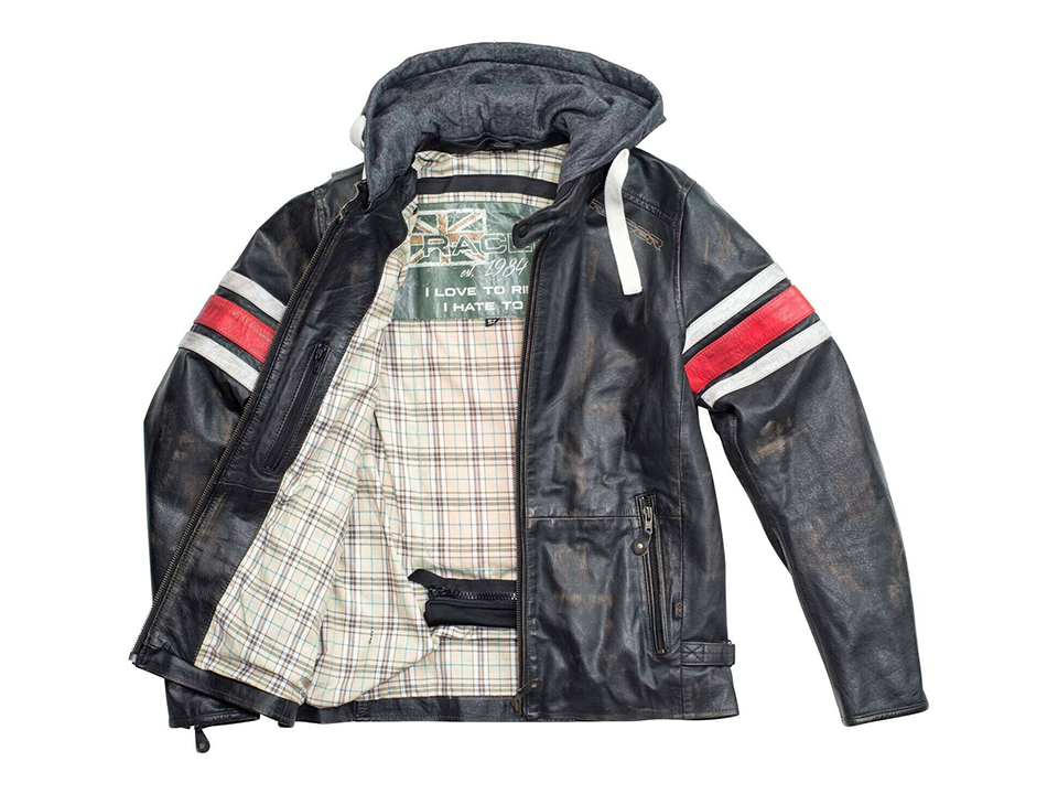 EBAY 0000s 0019 Motorrad Lederjacke Racer Vintage Schwarz Rot