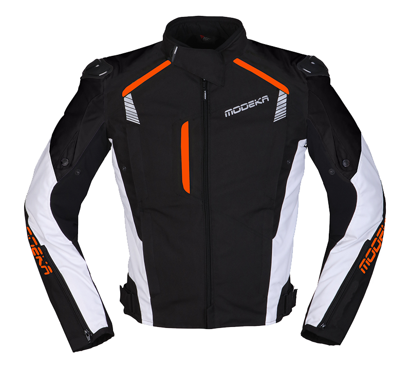 Textiljacke Modeka Lineos Schwarz Weiß Orange