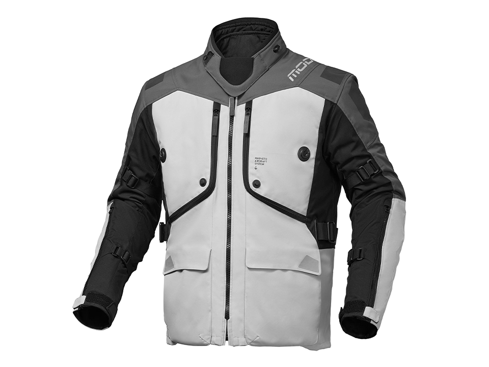 Modeka Textiljacke Aeris II Hellgrau Schwarz