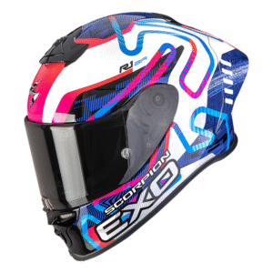 Scorpion Helm EXO-R1 EVO II Air Cornering Weiß Blau Pink