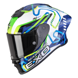 Scorpion Helm EXO-R1 EVO II Air Cornering Weiß Blau Grün