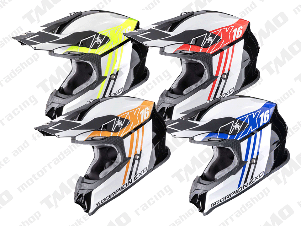 Scorpion Crosshelm VX 16 EVO AIR Lignes Weiß Gelb – Bild 5
