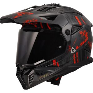LS2 Helm MX436 Pioneer II EVO Matt Schwarz Rot
