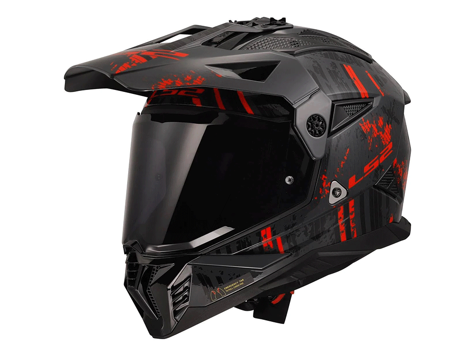 LS2 Helm MX436 Pioneer II EVO Matt Schwarz Rot