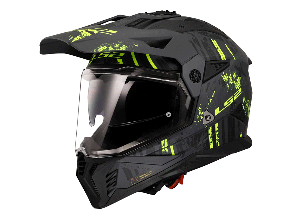 LS2 Helm MX436 Pioneer II EVO Matt Schwarz Neon Gelb